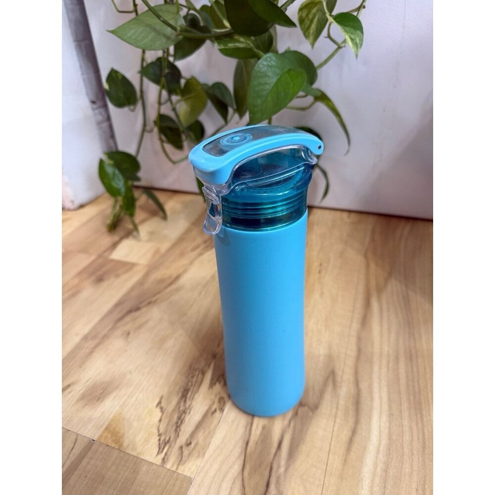 Blue Flip-Top Reusable Water Bottle with Locking Lid